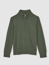 Children & Baby 13-14 yrs Merino Wool Half-Zip Funnel Neck Jumper in Kale Green