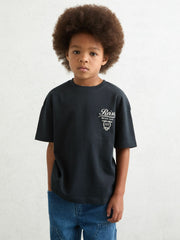 Children & Baby 3-9 yrs Cotton Motor Cars-Print T-Shirt in Washed Blue/White