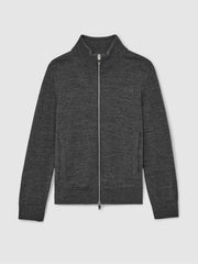 Children & Baby 13-14 yrs Merino Wool-Blend Zip-Through Cardigan in Derby Grey Melange