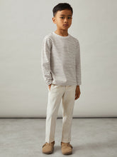 Children & Baby 4-9 yrs Stretch-Cotton Stripe T-Shirt in Off White/Camel