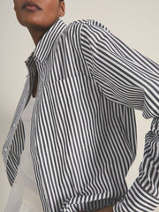Women | Les 100 Ciels Stripe Shirt in White/Navy