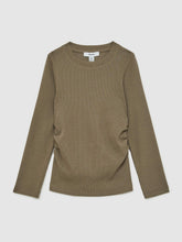 Children & Baby 13-14 yrs Cotton Ruched Long-Sleeve T-Shirt with Stretch in Khaki