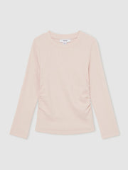 Children & Baby 13-14 yrs Cotton Ruched Long-Sleeve T-Shirt with Stretch in Pale Pink