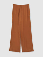 Women Good American Satin Wide-Leg Trousers in Copper