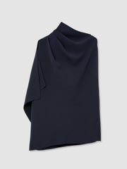 Women One-Shoulder Draped Top in Navy