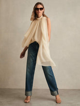 Women Draped Chiffon Sleeveless Top in Ivory