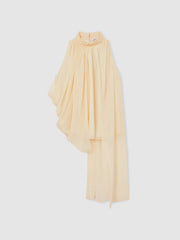 Women Draped Chiffon Sleeveless Top in Ivory