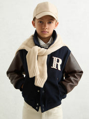 Children & Baby 3-9 yrs Motor Cars Press-Stud Bomber Jacket in Navy/Brown