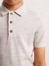 Children & Baby 9-13 yrs Merino Wool Short Sleeve Polo Shirt in Wicker Melange