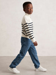 Children & Baby 13-14 yrs Cotton-Blend Stripe Half-Zip Jumper in White