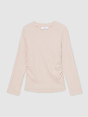 Children & Baby 4-9 yrs Cotton Ruched Long-Sleeve T-Shirt with Stretch in Pale Pink