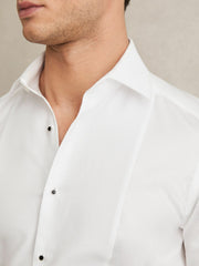Men Slim Fit Cotton Double-Cuff Dinner Shirt Regular-Fit in White