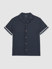Men | Ché Stripe-Cuff Shirt in Navy