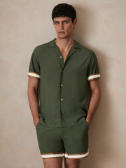 Men | Ché Stripe-Cuff Shirt in Pine Green