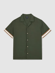 Men | Ché Stripe-Cuff Shirt in Pine Green