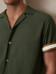 Men | Ché Stripe-Cuff Shirt in Pine Green