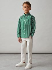 Children & Baby 13-14 yrs Cotton-Poplin Striped Oversize Shirt in Green/White