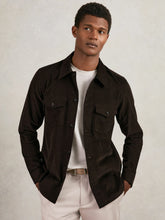 Men Cotton Corduroy Twin-Pocket Overshirt in Brown