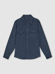 Men Cotton Corduroy Twin-Pocket Overshirt in Airforce Blue