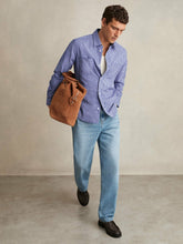 Men Cotton-Poplin Stripe Twin-Pocket Shirt in Blue/White