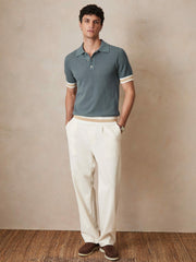 Men | Ché Cotton Knit Polo Shirt in Airforce Blue