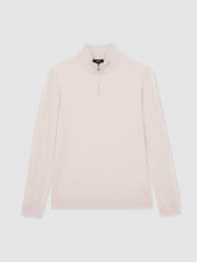 Men Merino Wool Half-Zip Jumper in Beige