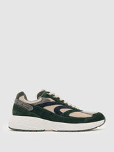 Men Panelled Running Trainers in Forest Green/Stone