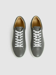 Men Leather Low-Top Trainers in Graphite Grey