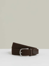 Men Basket Weave Belt in Dark Brown