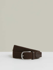 Men Basket Weave Belt in Dark Brown