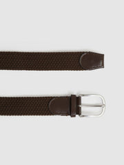 Men Basket Weave Belt in Dark Brown