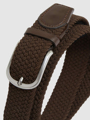 Men Basket Weave Belt in Dark Brown