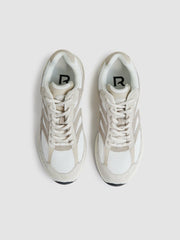 Men Panelled Running Trainers in Off White/Stone
