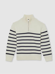 Children & Baby 3-9 yrs Cotton-Blend Stripe Half-Zip Jumper in White