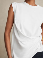 Women Cotton Drape T-Shirt in White