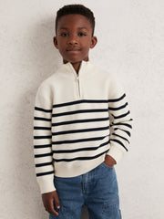 Children & Baby 9-13 yrs Cotton-Blend Stripe Half-Zip Jumper in White