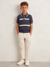 Children & Baby 3-9 yrs Cotton Logo-Embossed Knit Polo Shirt in Indigo Blue/White