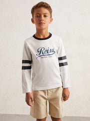Children & Baby 3-9 yrs Cotton Motor Cars Logo T-Shirt in White/Blue