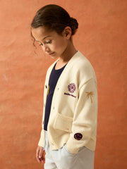 Children & Baby 13-14 yrs SmileyWorld Embroidery Cardigan Unisex Fit in Off White