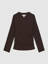 Children & Baby 13-14 yrs Cotton Ruched Long-Sleeve T-Shirt with Stretch in Chocolate