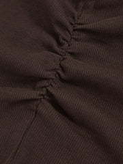 Children & Baby 13-14 yrs Cotton Ruched Long-Sleeve T-Shirt with Stretch in Chocolate