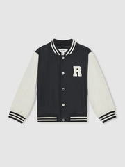 Children & Baby 3-9 yrs Colour-Block Varsity Bomber Jacket in Navy/ Off White