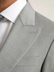 Men Slim-Fit Wool Single Breasted Suit Blazer in Mid Grey