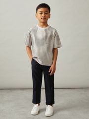 Children & Baby 13-14 yrs Cotton-Blend Stripe T-Shirt in White/Navy