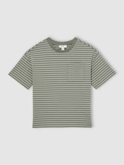 Children & Baby 13-14 yrs Cotton-Blend Stripe T-Shirt in Sage/White