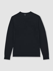 Men Merino Wool Crew Neck Jumper in Midnight Navy