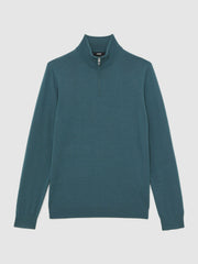 Men Merino Wool Half Zip Jumper in Orion Blue