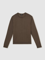 Men Merino-Wool Crew-Neck Jumper in Chocolate Brown