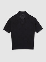 Men Jacquard Loop-Stitch Polo Shirt in Navy
