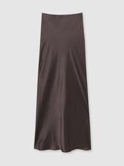 Women Silk Slip Maxi Skirt in Mauve